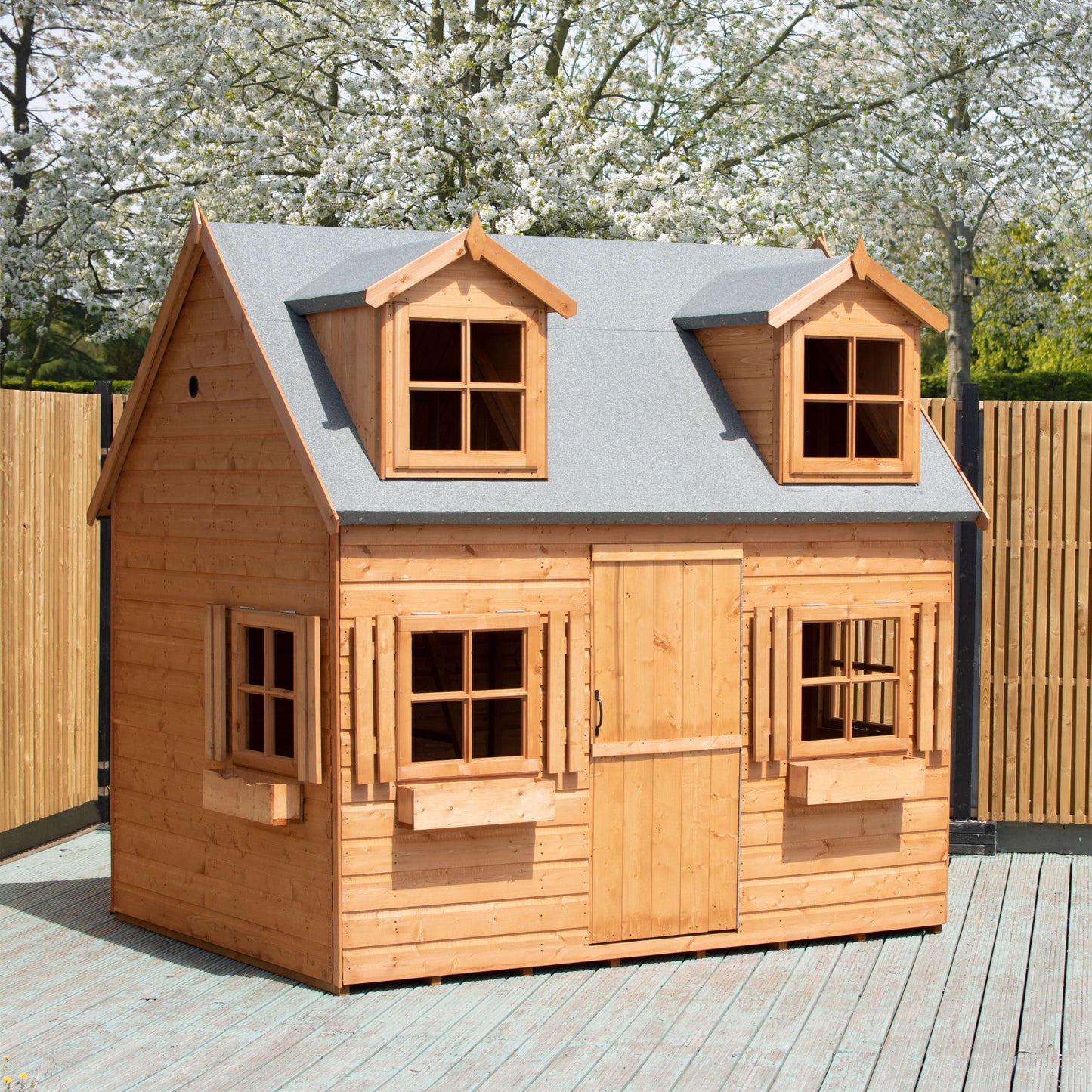 Shire Hatter’s House 8x6ft Wooden Playhouse – Kids Garden Outdoor Playhouse