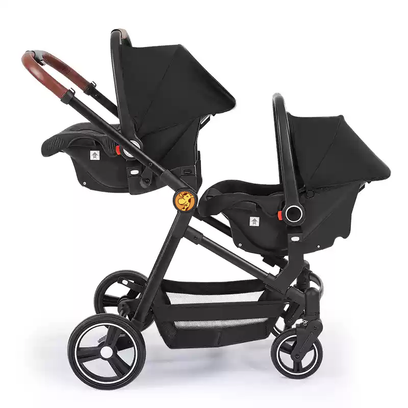 Foldable Twin Baby Stroller – Lightweight Double Seat Pushchair for Travel