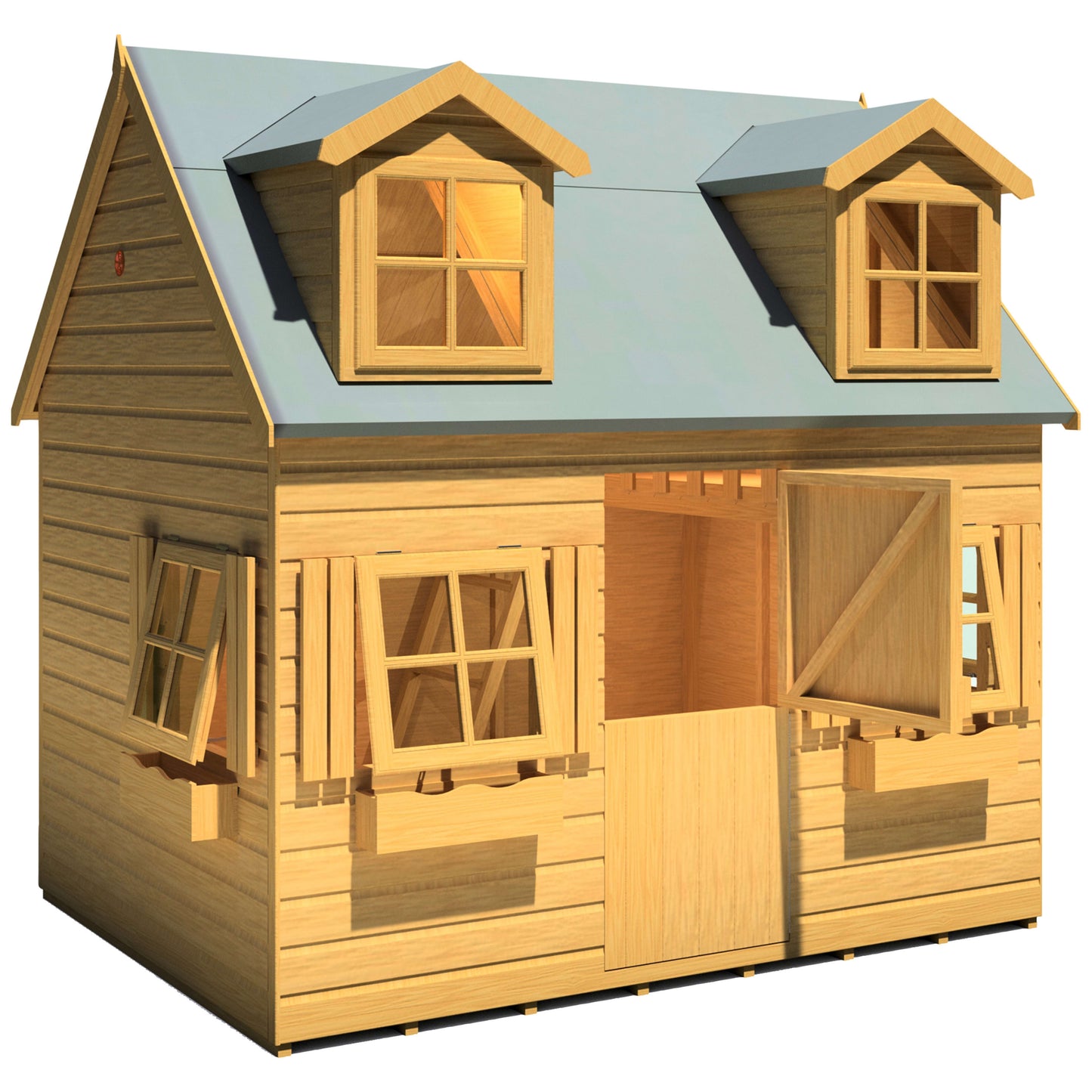 Shire Hatter’s House 8x6ft Wooden Playhouse – Kids Garden Outdoor Playhouse