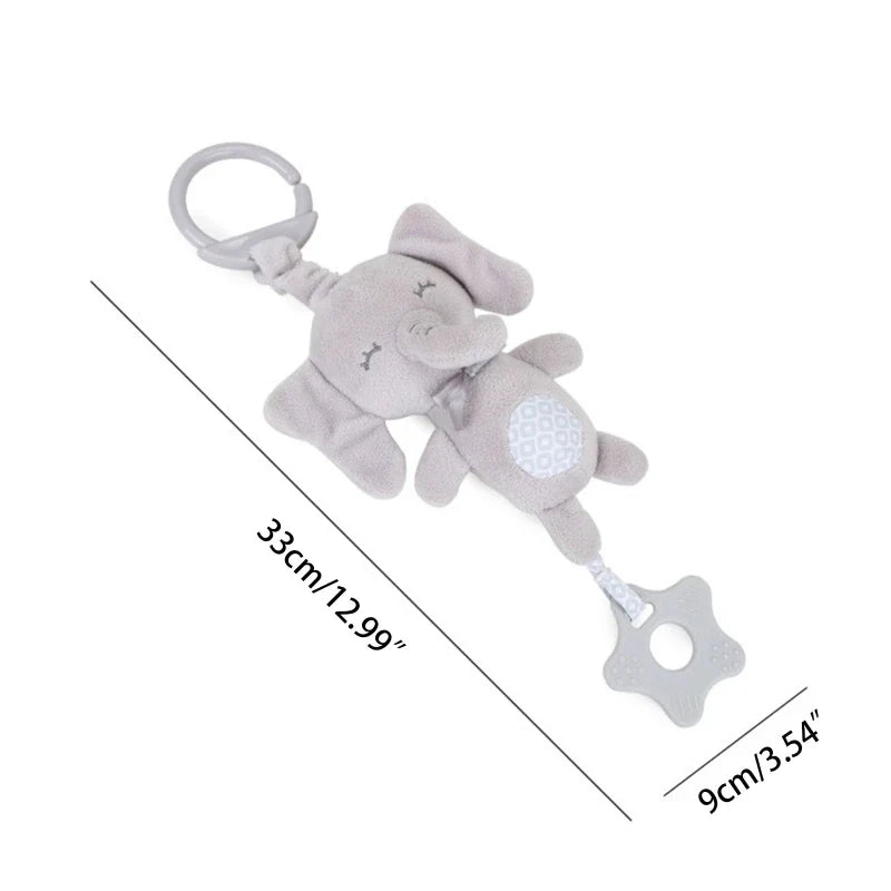 Cartoon Animal Plush Rattle Pendant – Baby Shake Bell Toy with Elephant & Rabbit Design