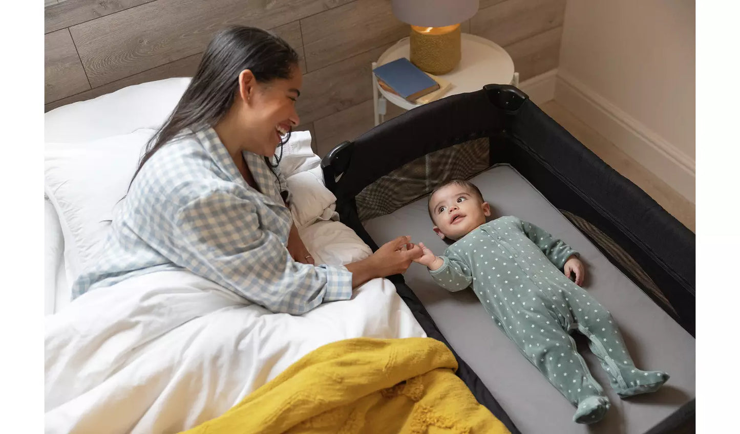 Joie Kubbie Sleep Bedside Crib & Travel Cot – Shale Foldable Baby Sleeper